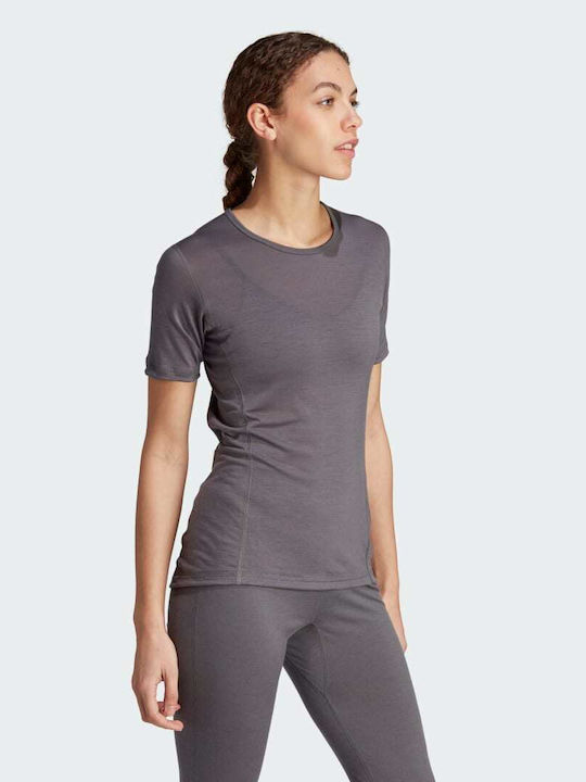 Adidas Xperior Merino 150 Ανδρική Ισοθερμική Κοντομάνικη Μπλούζα Γκρι