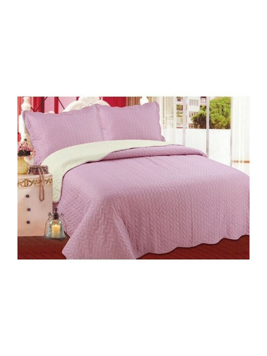 Silk Fashion Amethystb Set Coverlet Queen Size Cotton Pink 220x240cm 3pcs