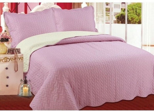 Silk Fashion Amethystb Tagesdecken Übergröße Rosa 220x240cm 3Stücke