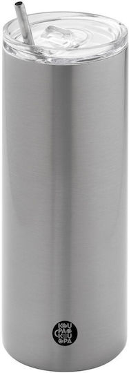 Koupakoupa I Love You Glass Thermos Stainless Steel BPA Free 600ml Red with Straw