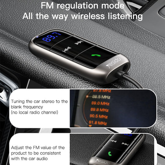 Yesido FM Transmitter Αυτοκινήτου με Bluetooth / USB