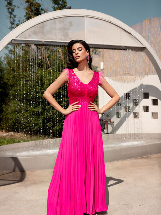 RichgirlBoudoir Rochii de vară pentru femei Maxi Rochie pentru Nuntă / Botez cu dantelă Fuchsia