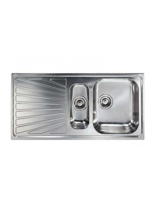 Sanitec Cometa Drop-In Sink Left Inox Satin W100xD50cm Silver