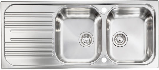 Sanitec 10697 Ένθετος Inox Σαγρέ Μ116xΠ50cm Ασημί
