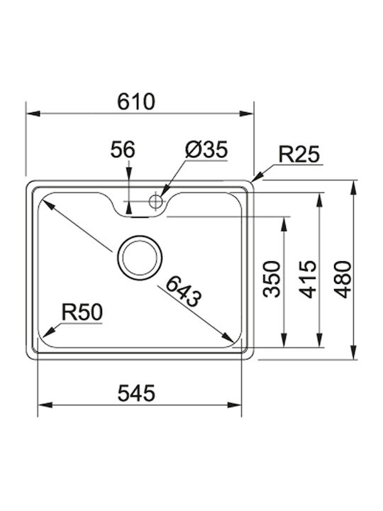 Franke Bell BCX 610-61 Ένθετος Νεροχύτης Inox Σατινέ Μ61xΠ48cm Ασημί