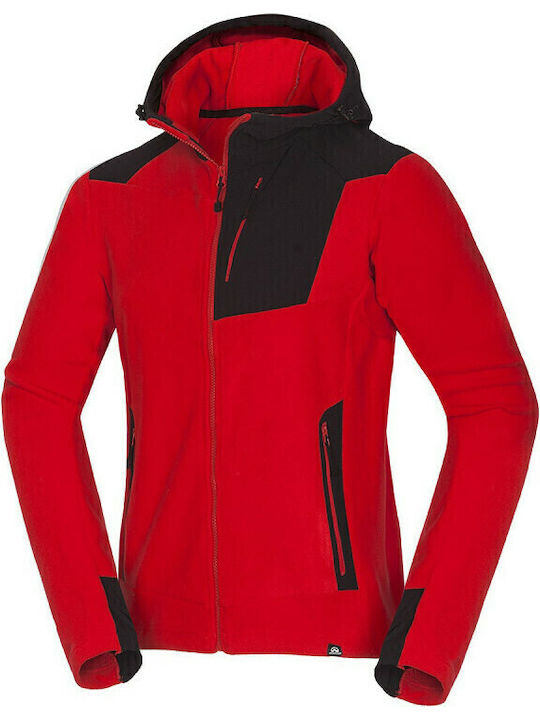Men's Fleece Cardigan with Hood Red