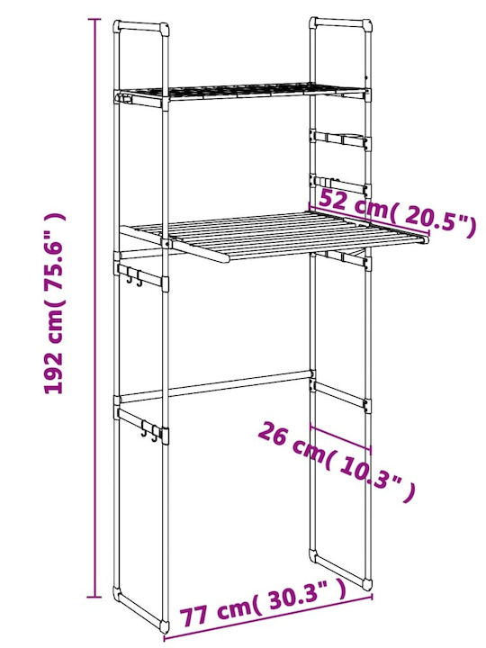 vidaXL Boden Badezimmerregal Metallisch mit 2 Regalböden 77x52x192cm Silber