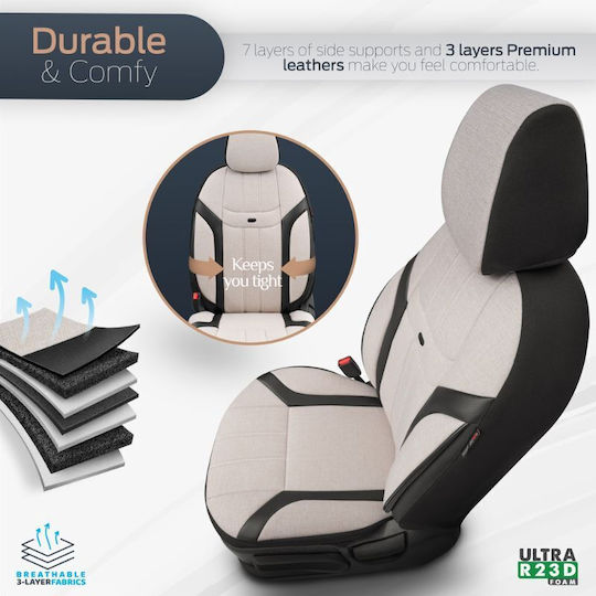 Otom Car Cover Set 11pcs Leatherette Universal Beige