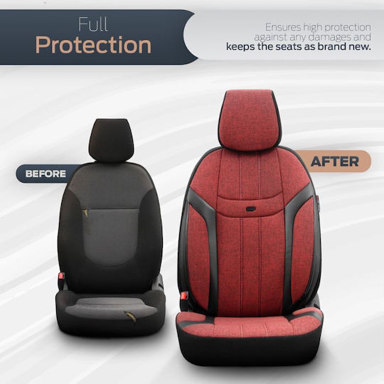 Otom Set Huse Auto 11buc Piele sintetica Universal Roșu