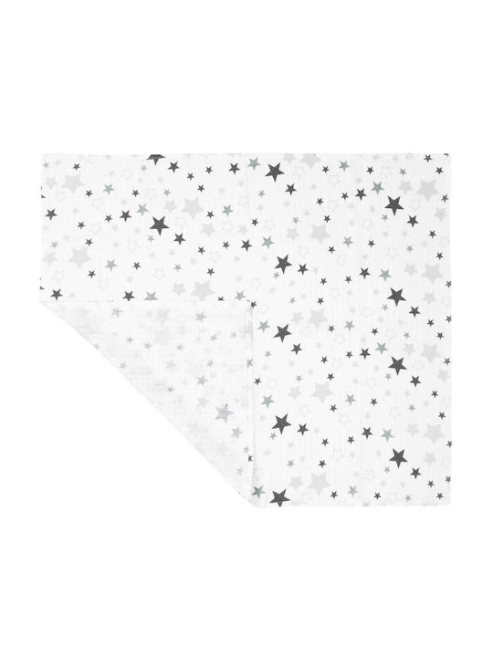 Jukki Tetro Grey Stars Muslin Swaddle Wrap Gray 70x80cm.