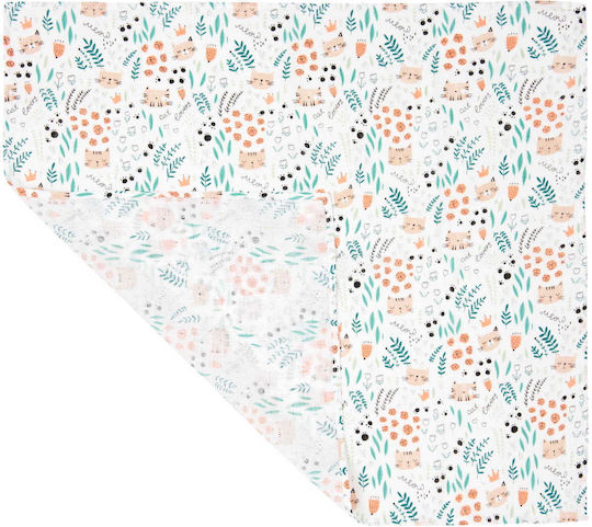 Jukki Tetro Kitty Space Muslin Swaddle Wrap Orange 70x80cm.