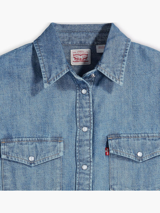 Western Women's Denim Long Sleeve Shirt Indigo