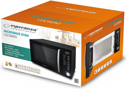 Esperanza Cocinero Φούρνος Μικροκυμάτων με Grill 20lt Μαύρος
