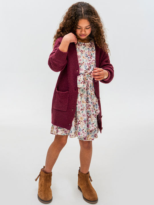 Kids Cardigan Knitted Purple