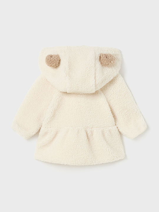 Kids Cardigan Knitted with Hood Ecru