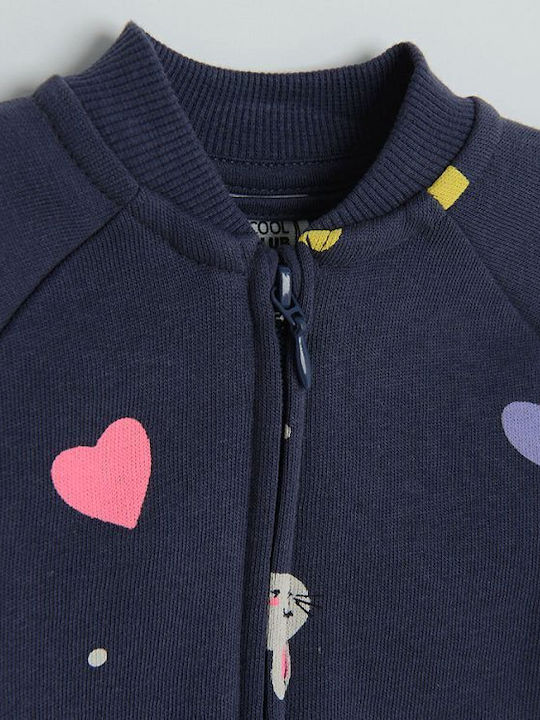 Cool Club Cardigan with Zipper Blue