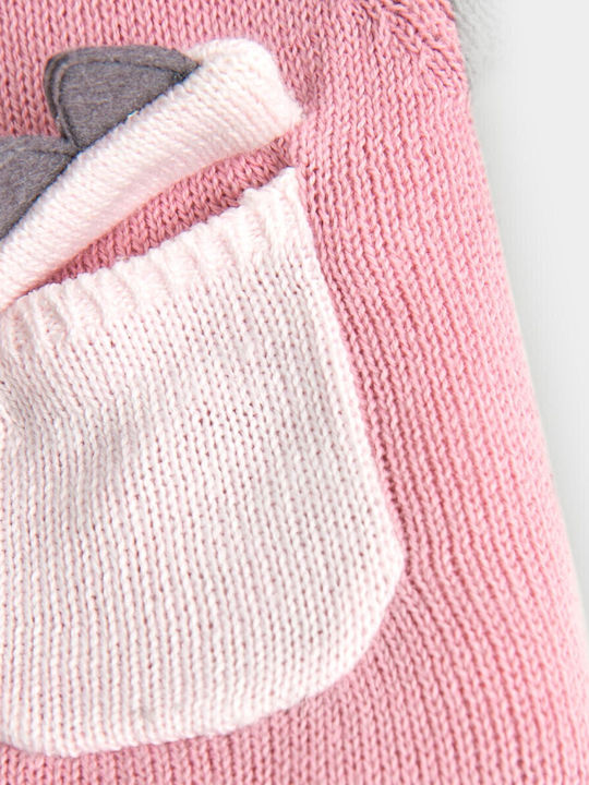 Kinder-Sweatshirtjacke Baumwolle mit Kapuze Rosa