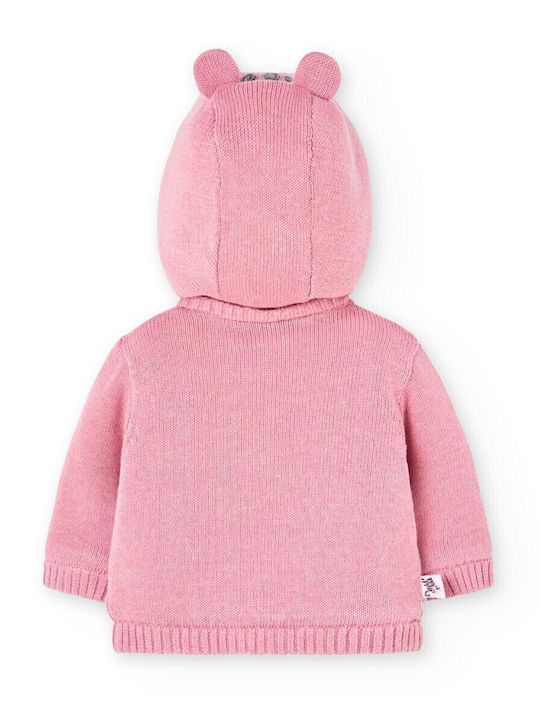 Kinder-Sweatshirtjacke Baumwolle mit Kapuze Rosa