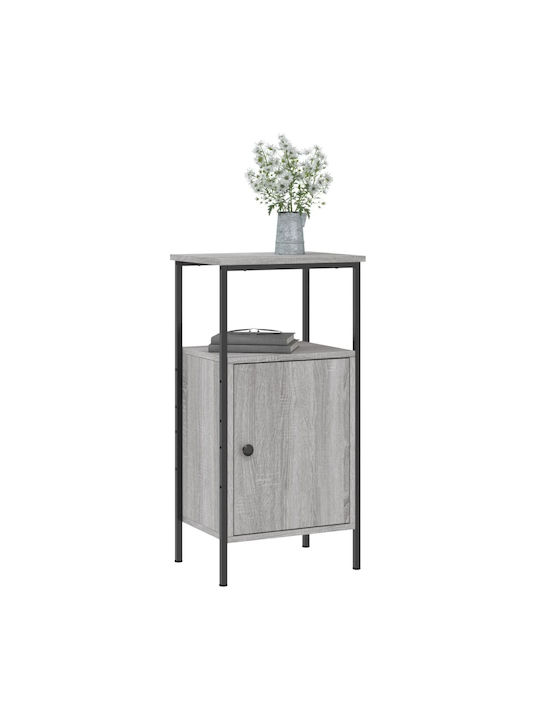 Wooden Bedside Table with Metal Legs Gray Sonoma 41x31x80cm