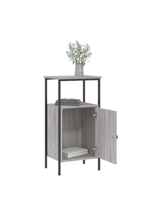 Wooden Bedside Table with Metal Legs Gray Sonoma 41x31x80cm