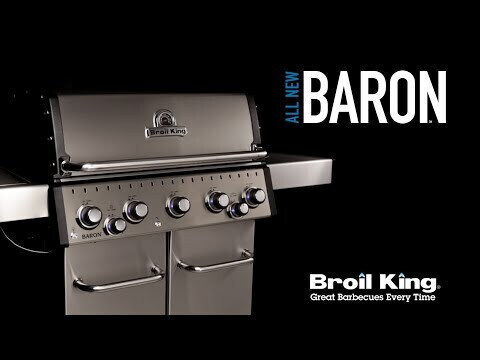Broil King Baron 490 Gasgrill Gusseisen Rost 65.2cmx44.4cmcm mit 4 cm 12.4kW und Seitenbrenner