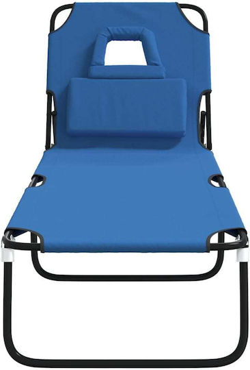 vidaXL Foldable Steel Beach Sunbed Blue 189x56x83cm