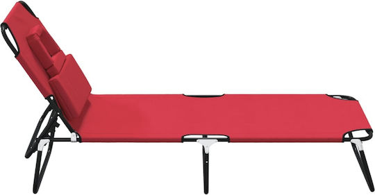 vidaXL Foldable Steel Beach Sunbed Red 189x56x83cm