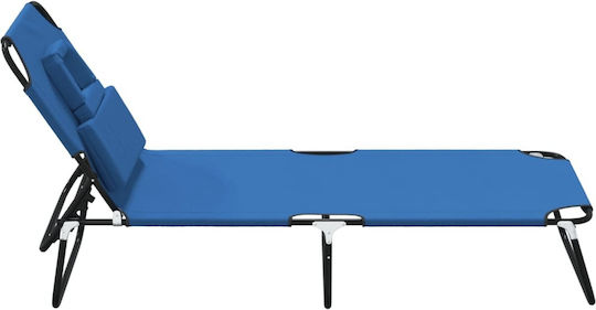 vidaXL Foldable Steel Beach Sunbed Blue 189x56x83cm