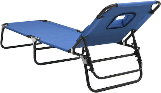 vidaXL Foldable Steel Beach Sunbed Blue 189x56x83cm