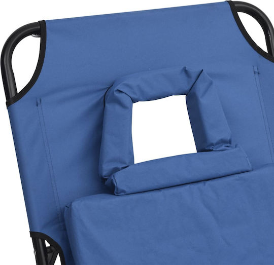 vidaXL Foldable Steel Beach Sunbed Blue 189x56x83cm