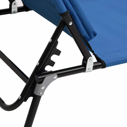 vidaXL Foldable Steel Beach Sunbed Blue 189x56x83cm