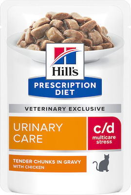 Hill's PD c/d Urinary Stress Nasses Katzenfutter für Katze in Beutel mit Huhn 85gr