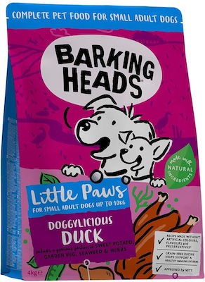 Barking Heads Doggylicious 4kg Trockenfutter ohne Getreide für erwachsene Hunde kleiner Rassen mit Ente, Kartoffeln und Fisch