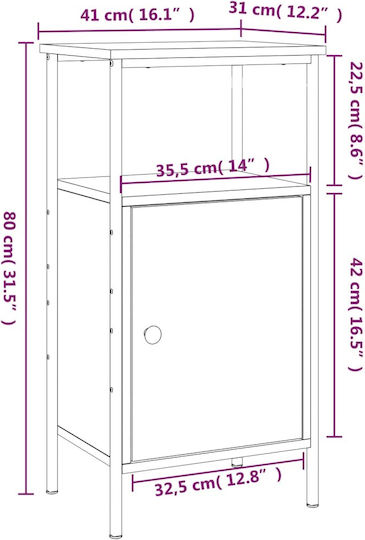 Nachttisch Metall Sonoma Oak 41x31x80cm