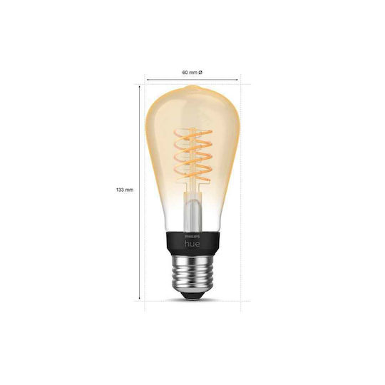 Philips Bec Smart LED 7W pentru Dulie E27 și Formă ST64 alb cald 580lm Reglabil în intensitate