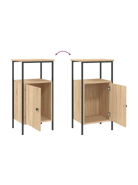 Κομοδίνο Ξύλινο με Μεταλλικά Πόδια Sonoma Δρυς 41x31x80cm