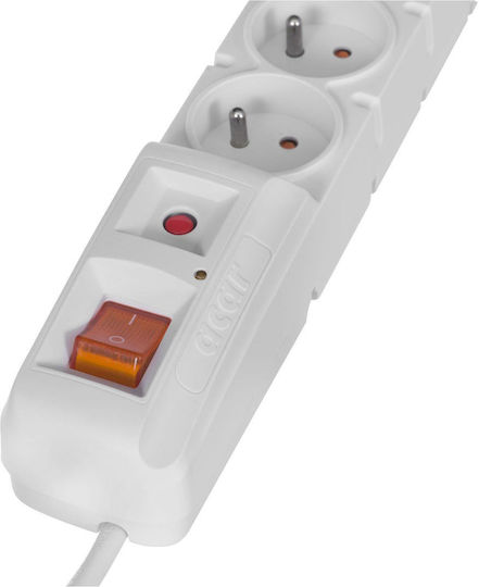 Steckdosenleiste 10 Positionen mit USB-A, Schalter und Kabel 3m Gray