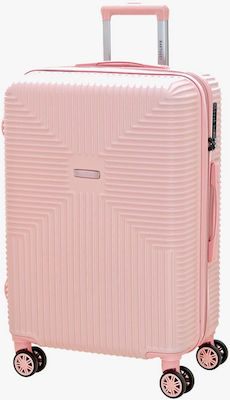 Bartuggi 712-80106 Large Travel Suitcase Hard Pink with 4 Wheels Height 77cm