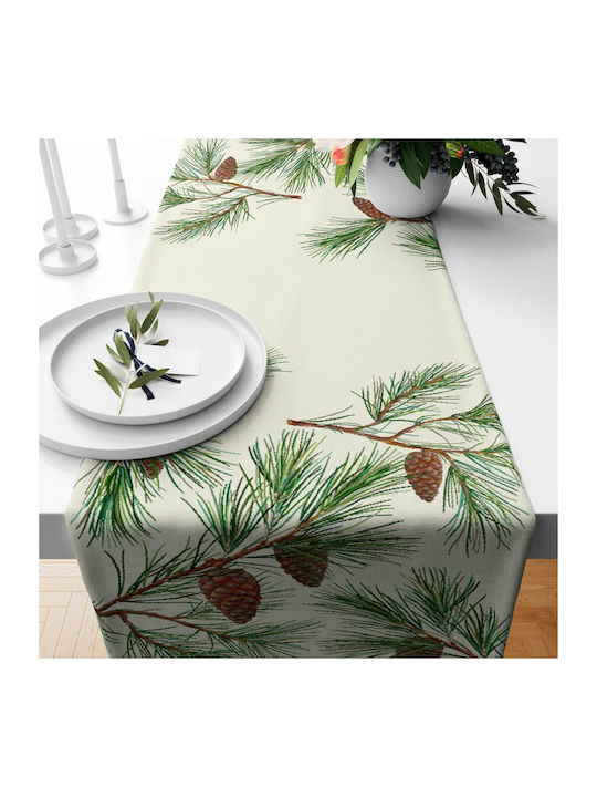 Vassiliadis Bros Christmas Tablecloth Runner Fabric White L140xW47cm.