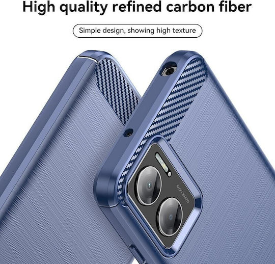Brushed Carbon Fiber Back Cover Σιλικόνης Navy Μπλε (Redmi 10 5G)