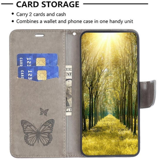 Two Butterflies Wallet Gri (Redmi 10 5G)