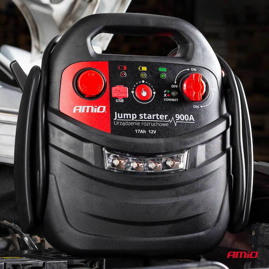 AMiO Portable Car Battery Jump Starter 300A with USB / Pump / Φακό / Power Bank 12V
