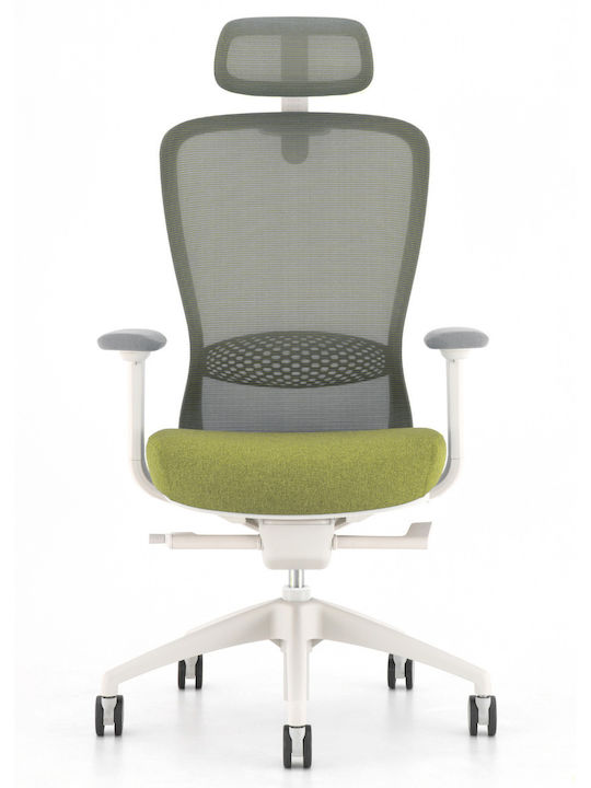 ErgoAction Action Chair VX Office Chair with Adjustable Arms White / Light Green
