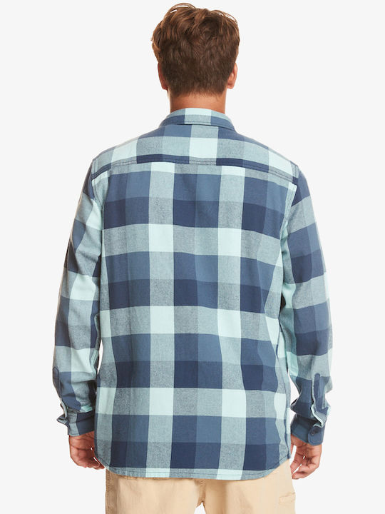 Motherfly Long-sleeved Flannel Shirt Checked Blue