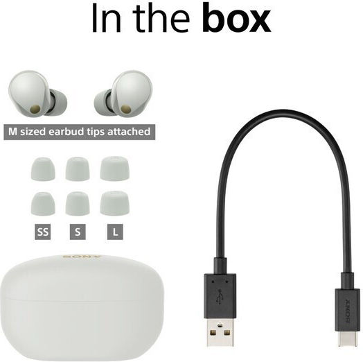 Sony WF-1000XM5 In-ear Bluetooth Handsfree Headphones with Sweat Resistance and Charging Case Silver