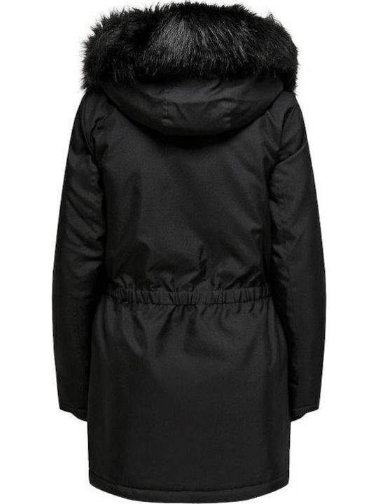 Iris Women's Short Parka Jacket for Winter Black