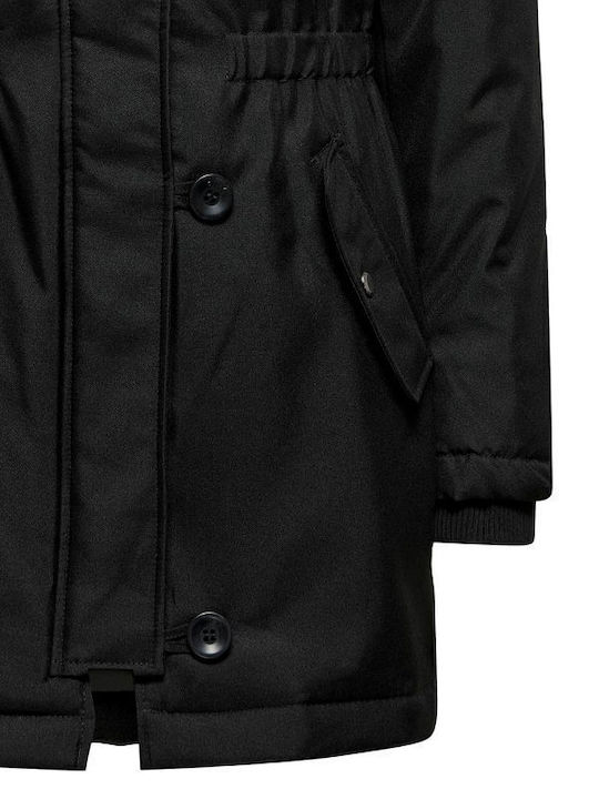 Iris Women's Short Parka Jacket for Winter Black