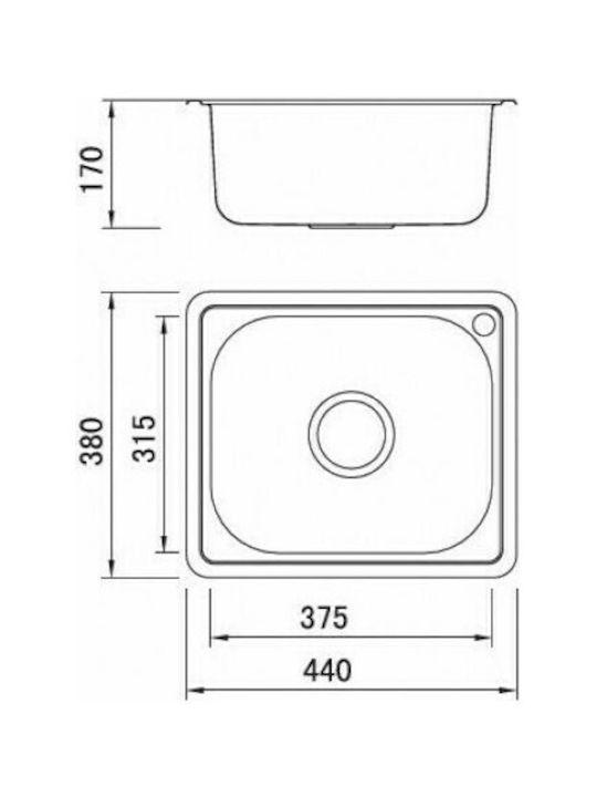 Karag BL 603 BL603 Drop-In Sink Inox Satin W44xD38cm Silver