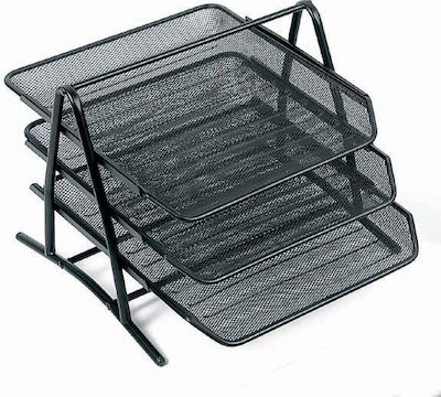 Osco Filing Tray Metallic with 3 Shelf Black 37x24x24cm