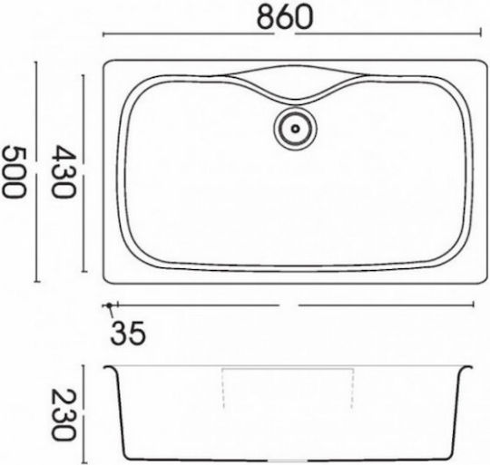 Elleci Fox 360 Granitek LGF36040 Drop-In Sink Synthetic Granite W86xD50cm Nero